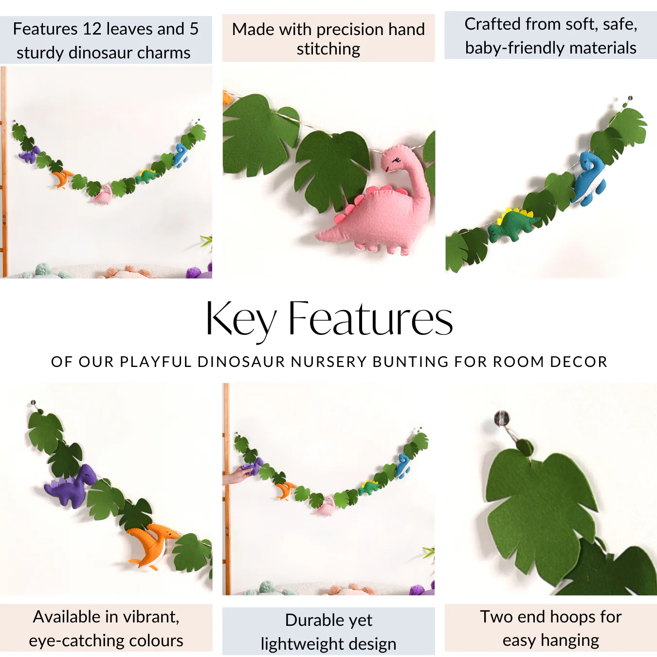 Playful Dinosaur Nursery Bunting For Room Decor - Image 5