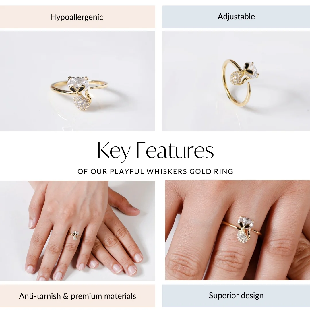 Playful Whiskers Gold Ring - Image 4