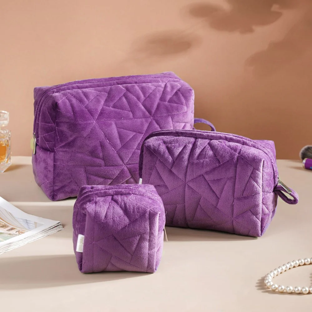 Plum Purple Cosmetic Bag Set Of 3 - Image 9