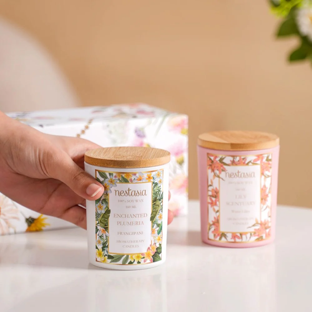 Plumeria & Lily Serenity Scented Candle Votives Set Of 2 - Image 3