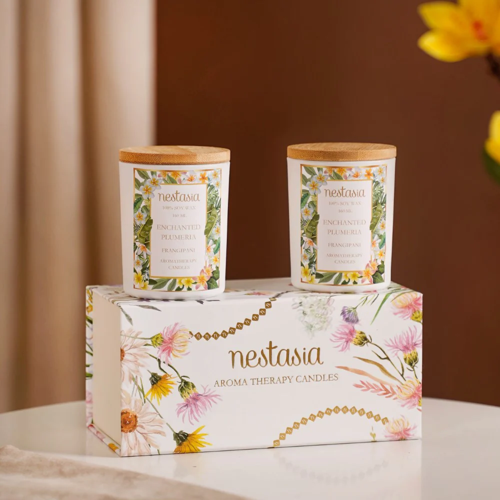 Plumeria Scented Candle Jar With Lid Set Of 2 - Image 3