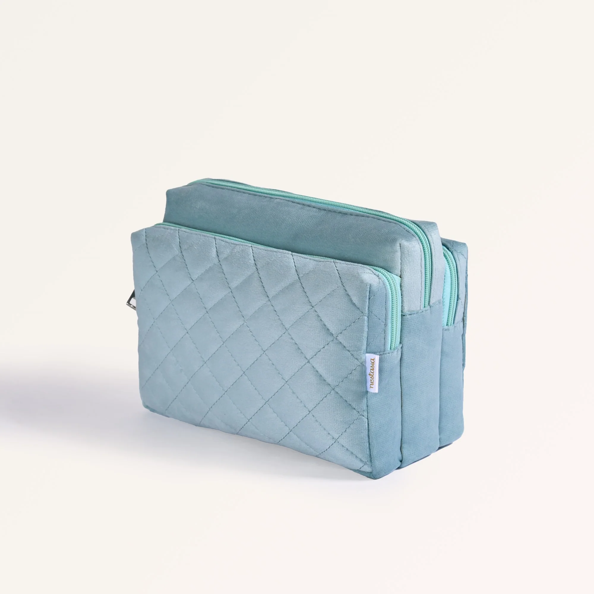 Plush Velvet Multipurpose 3 Section Pouch Mint