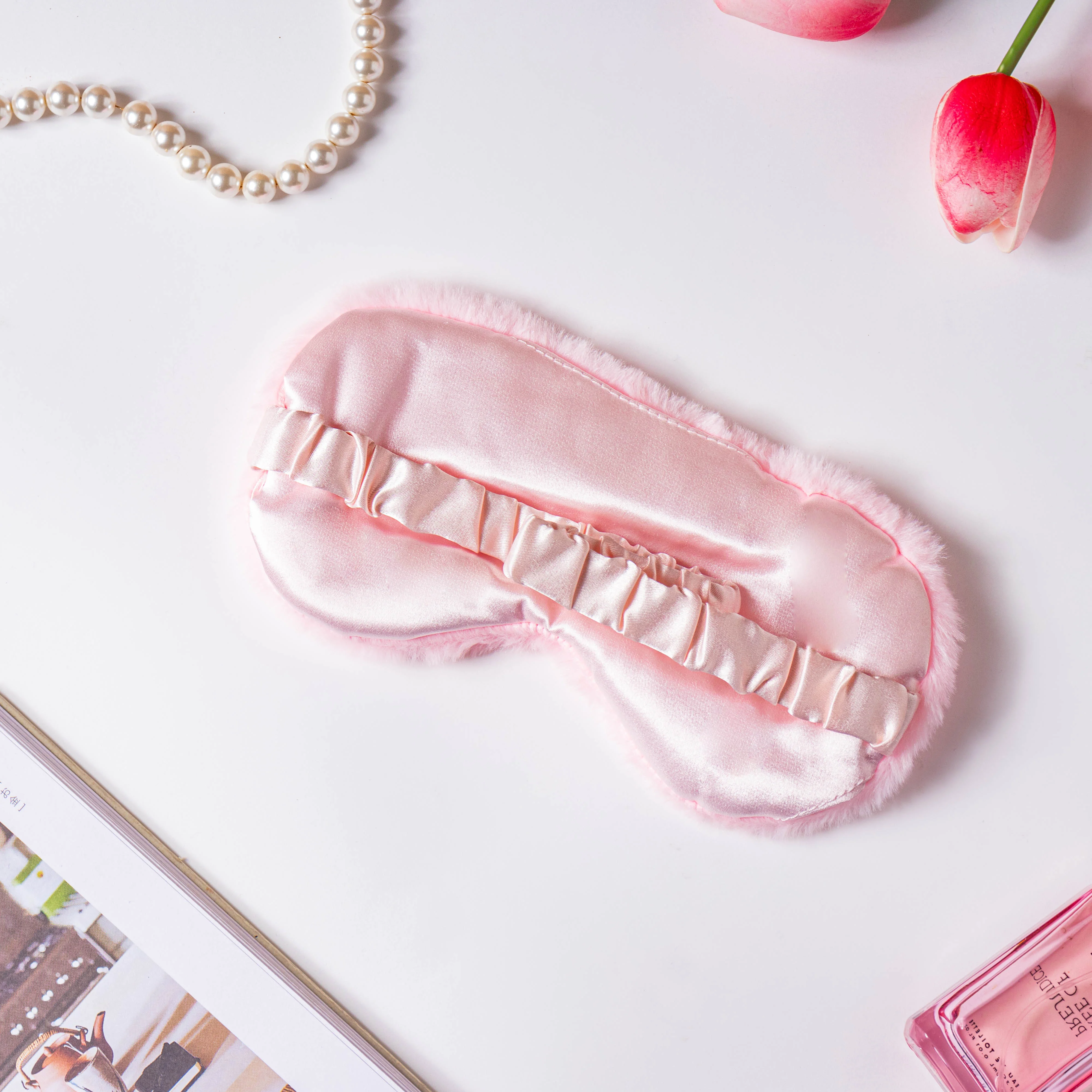 Plushy Pink Sleep Mask With Coolant Gel - Image 6