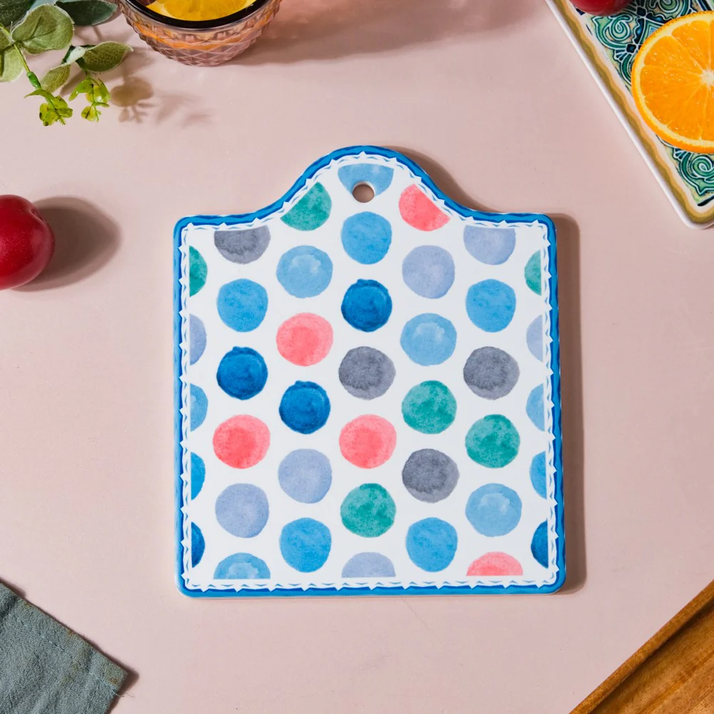 Polka Dot Patterned Ceramic Platter 7 Inch - Image 4