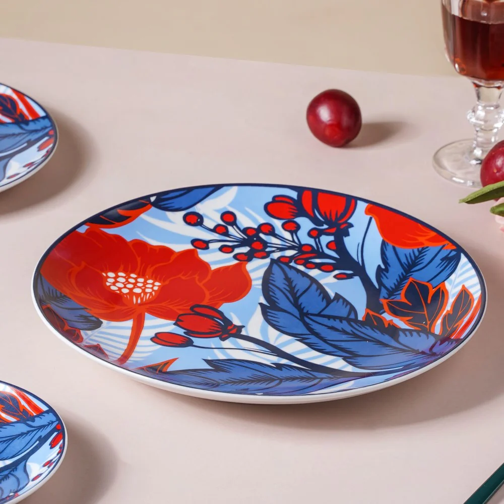 Poppy Multicolour Printed Ceramic Dinner Plate 10 Inch - Image 3