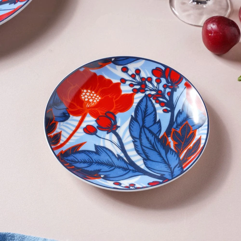 Poppy Printed Ceramic Dessert Plate 6 Inch - Image 4