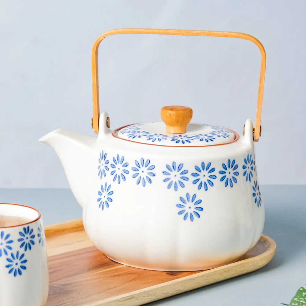 Porcelain Teapot and Cup Set - Image 6