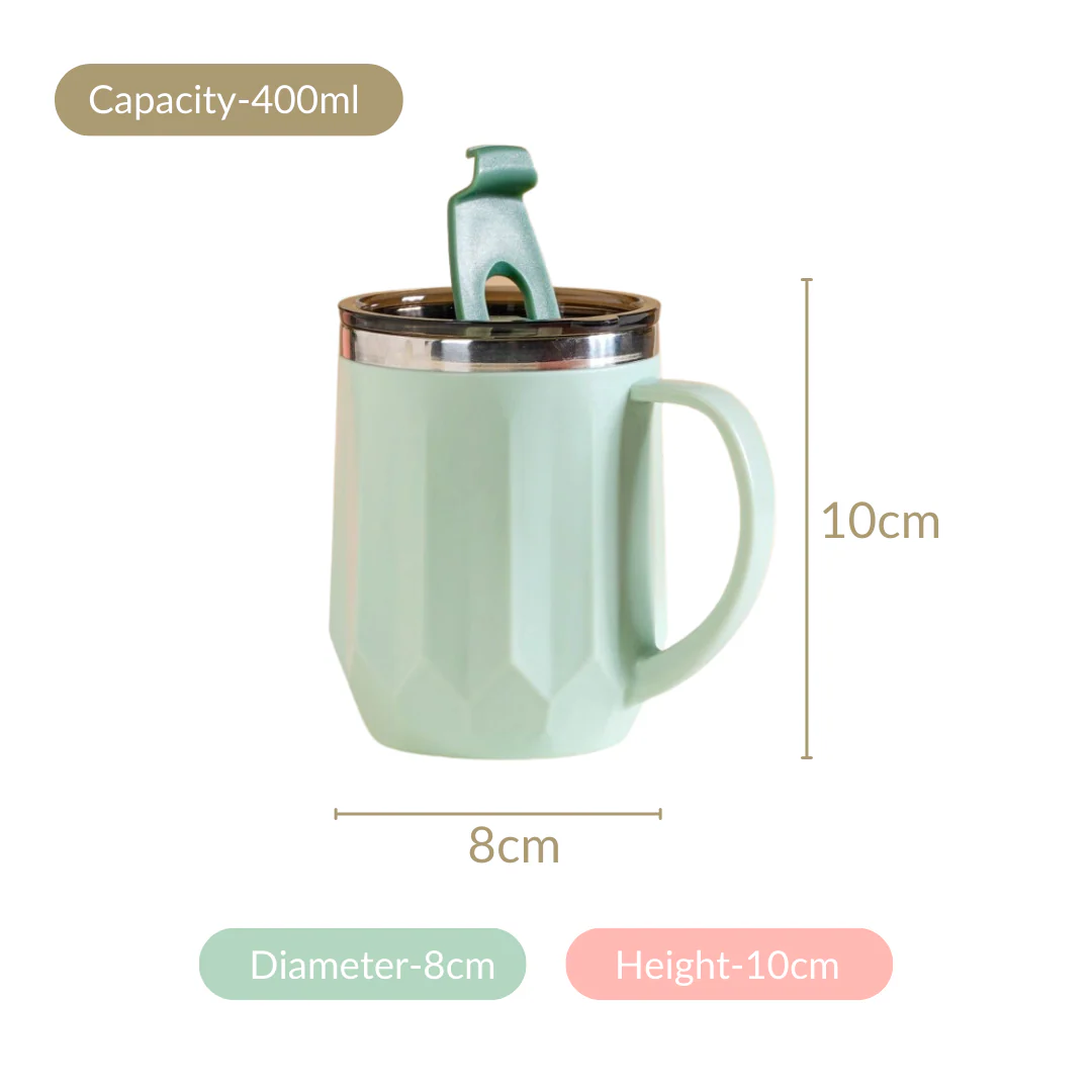Portable Travel Coffee Mug With Lid Mint 400ml - Image 9