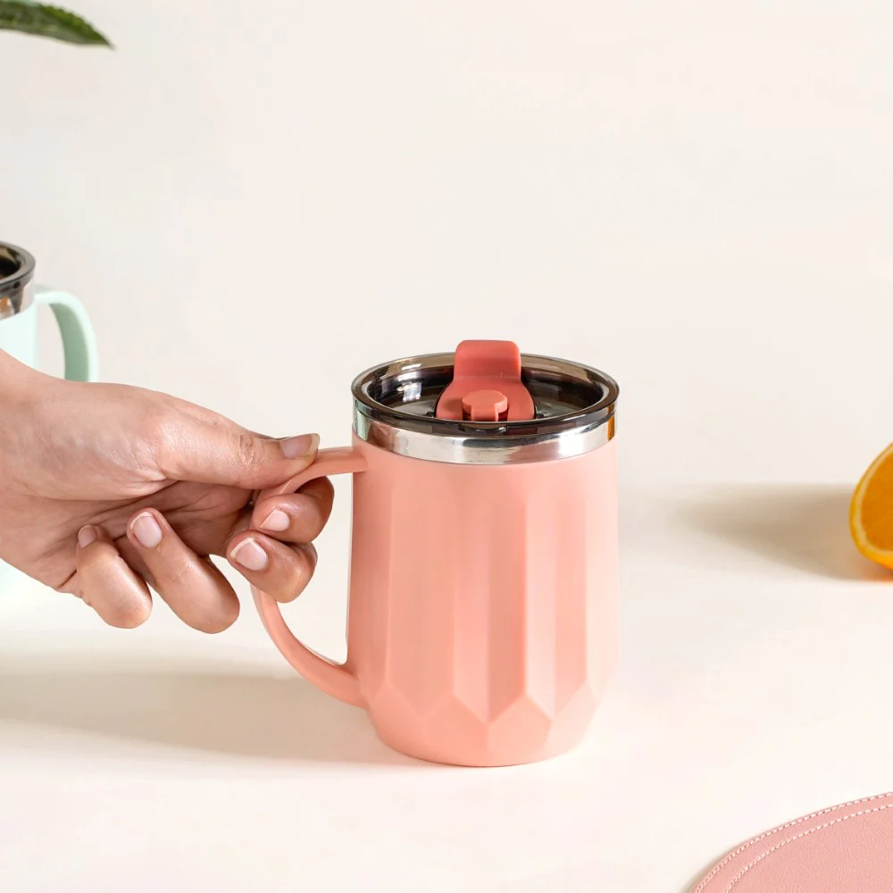 Portable Desk Coffee Mug Pink 400ml - Image 4