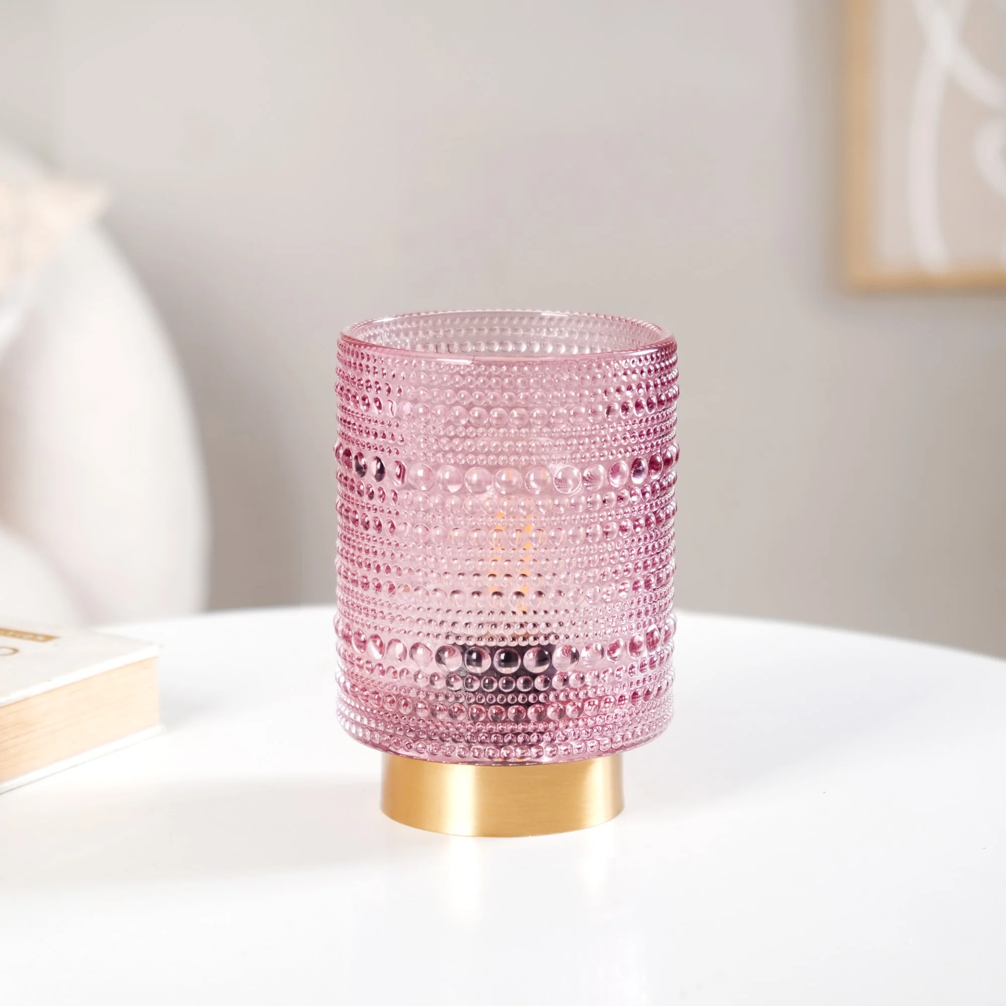 Portable Purple Bubble Glass Bedside Lamp - Image 2