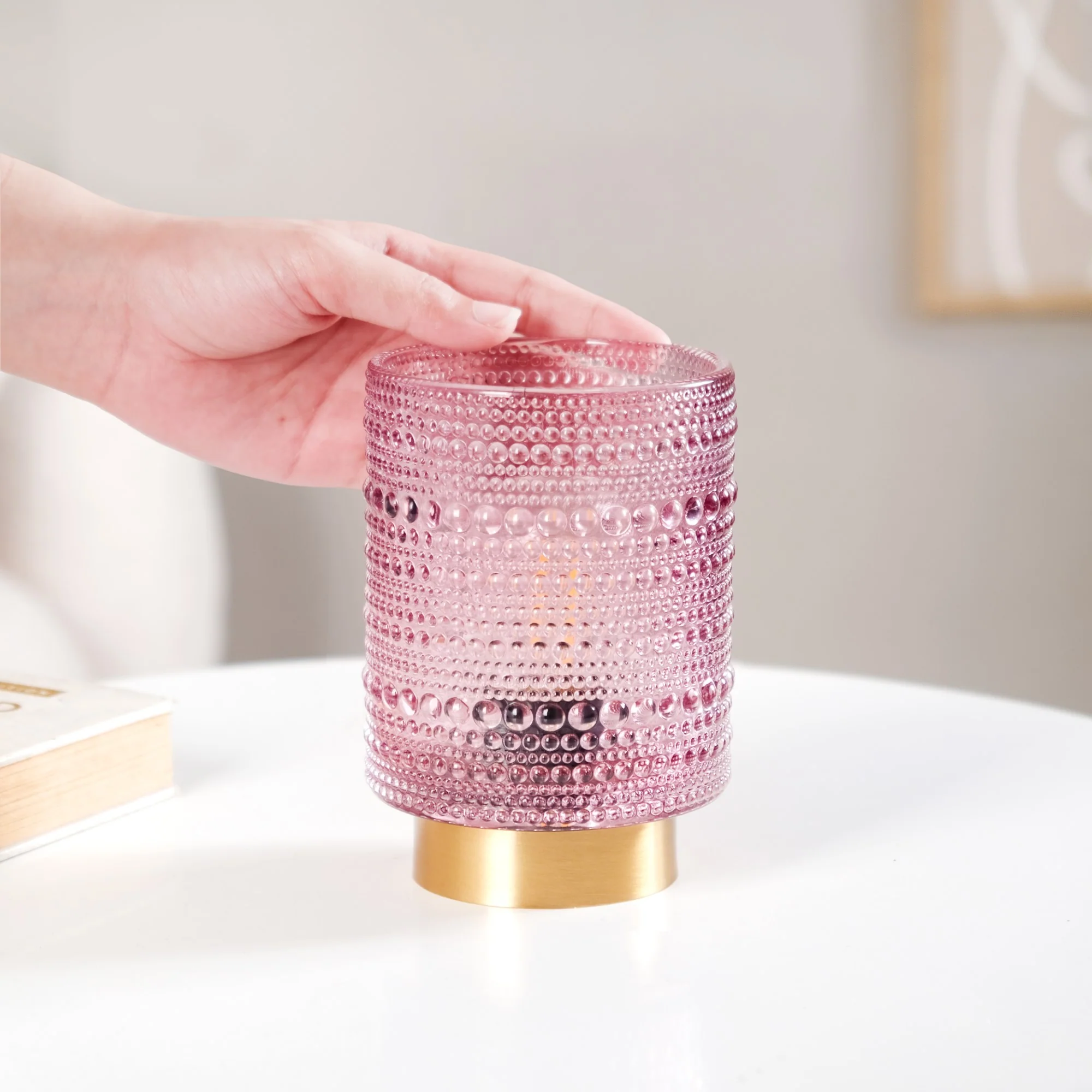 Portable Purple Bubble Glass Bedside Lamp - Image 3
