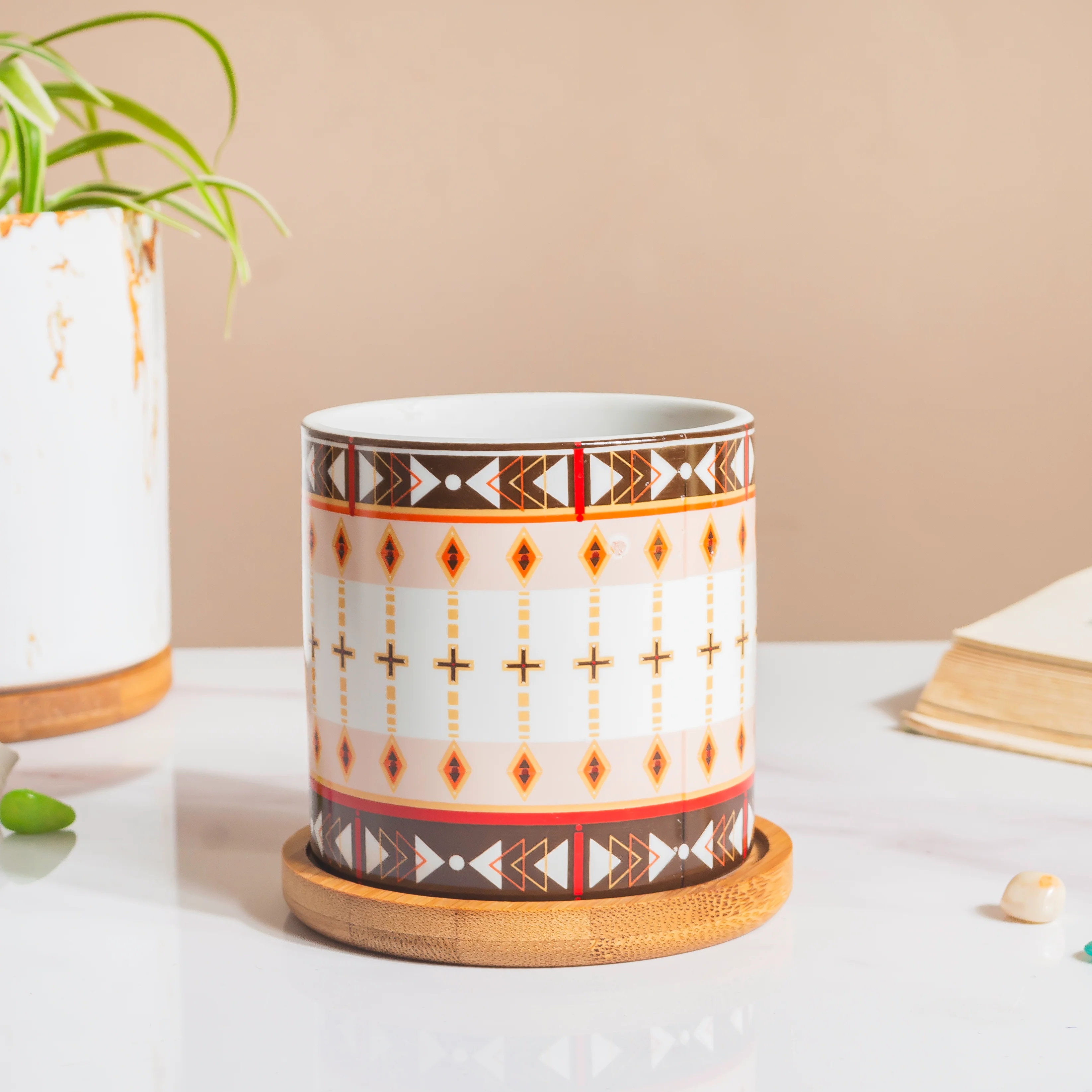 Potted Palette Ceramic Planter With Coaster Set Of 5 - Image 5