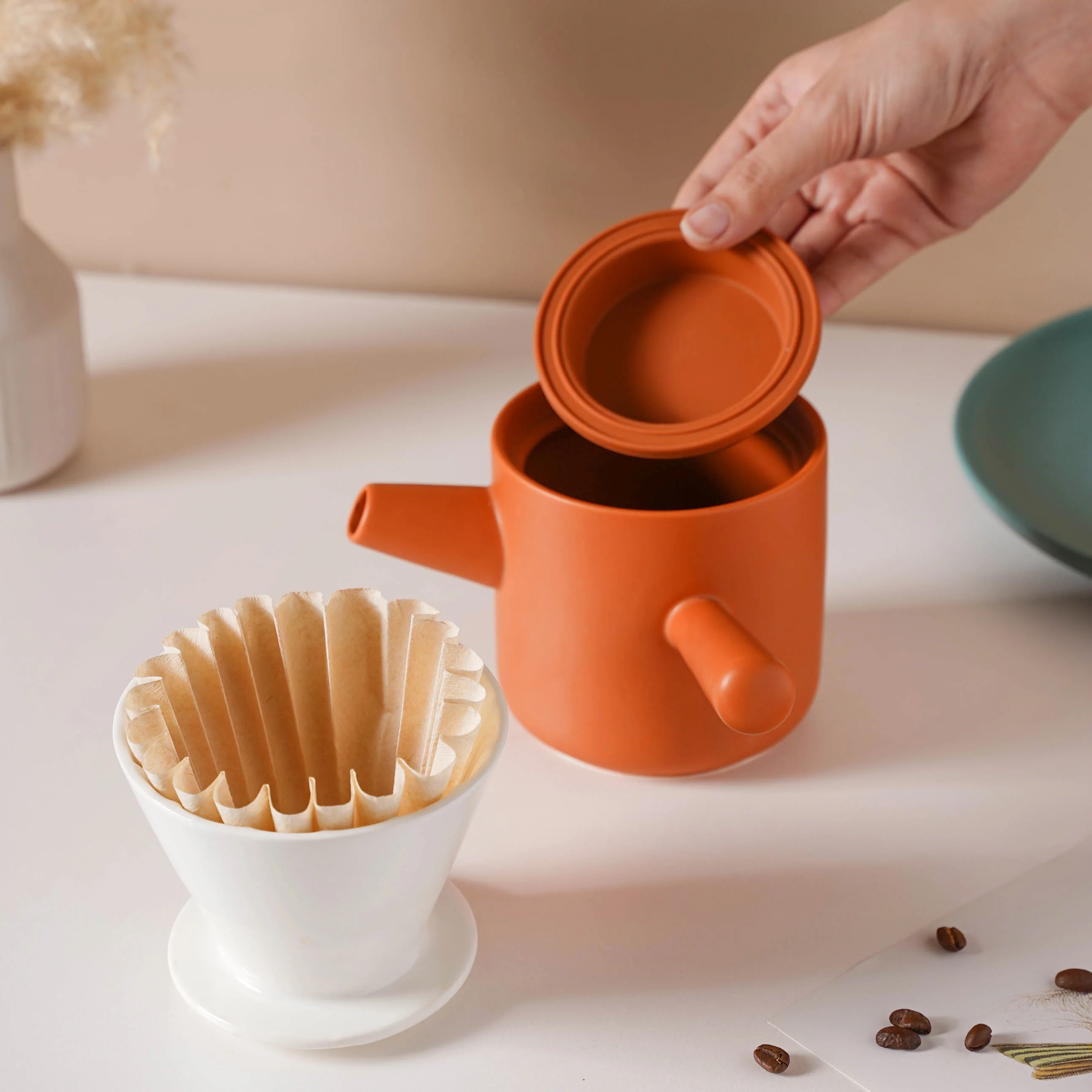 Pour Over Coffee Pot Set Orange 400 ml - Image 2