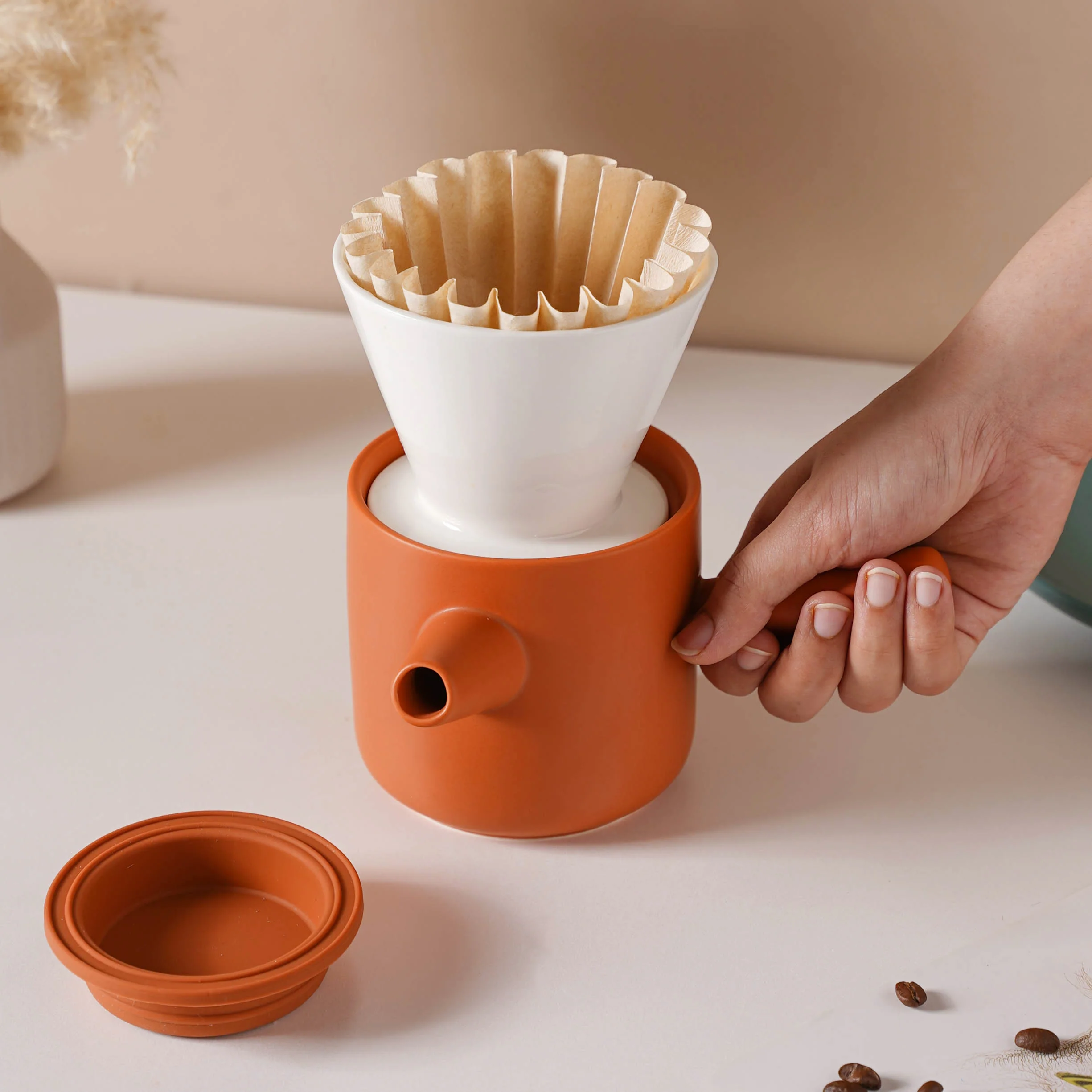 Pour Over Coffee Pot Set Orange 400 ml - Image 4