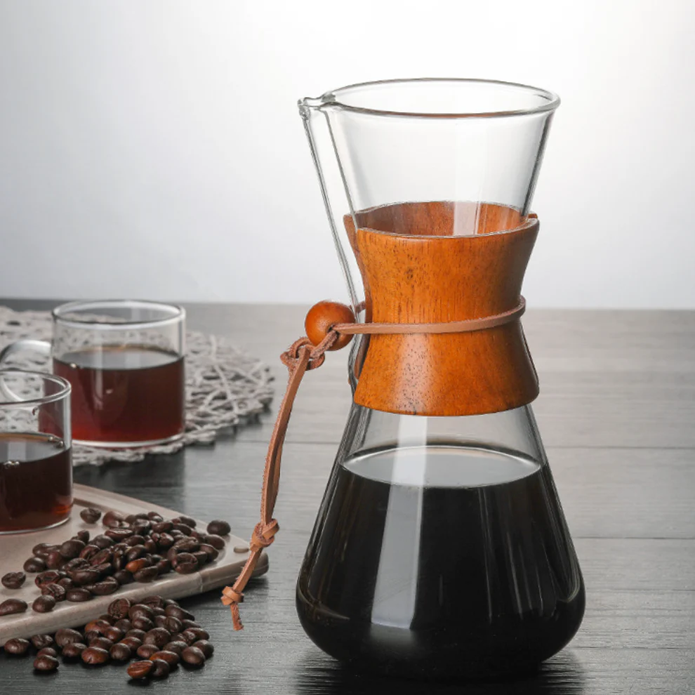 Pour Over Drip Coffee Maker With Wooden Collar - Image 12