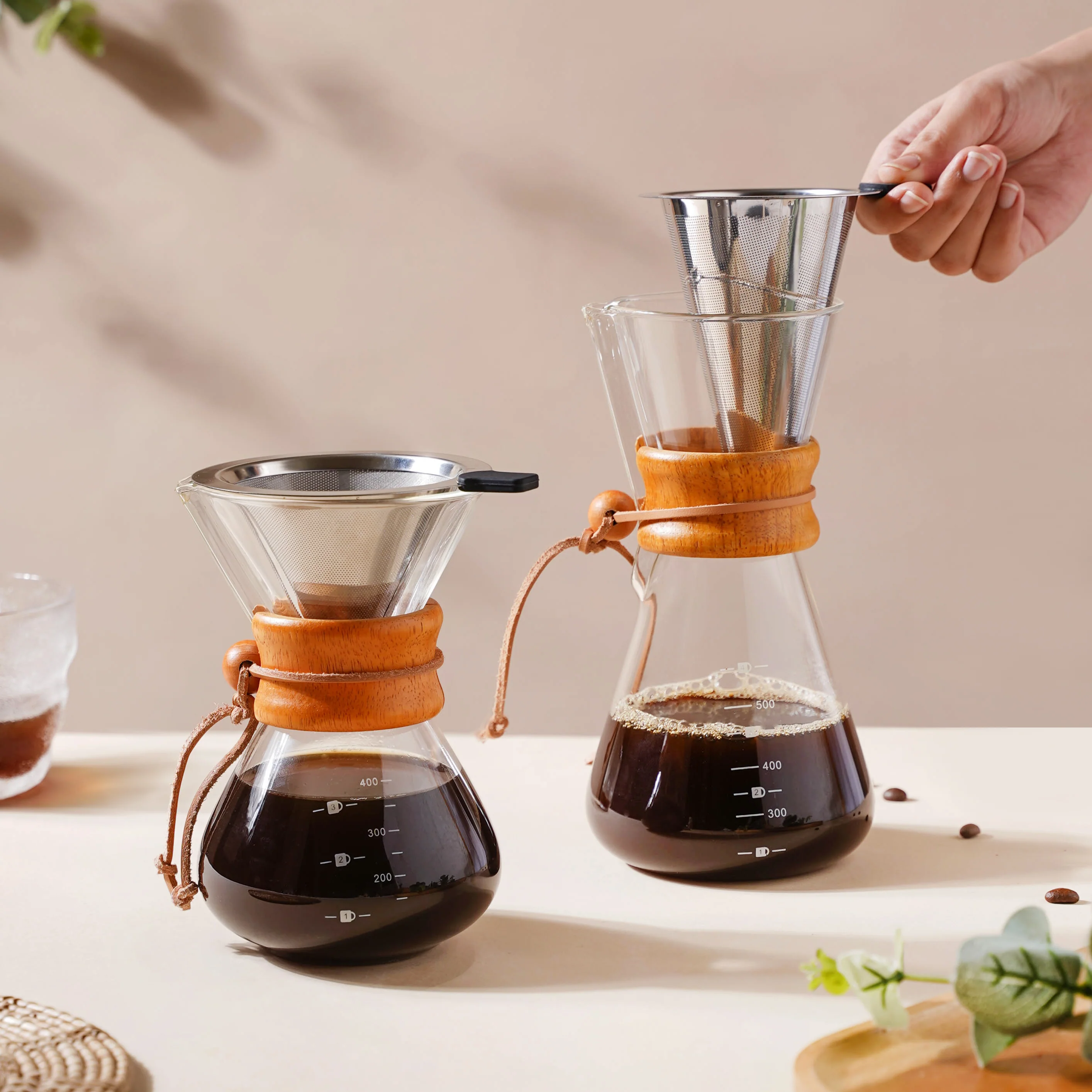 Pour Over Drip Coffee Maker With Wooden Collar - Image 20