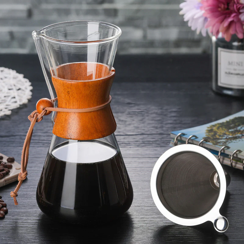 Pour Over Drip Coffee Maker With Wooden Collar - Image 5
