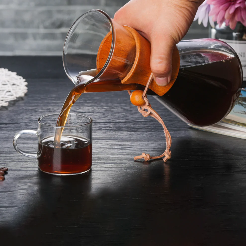 Pour Over Drip Coffee Maker With Wooden Collar - Image 6