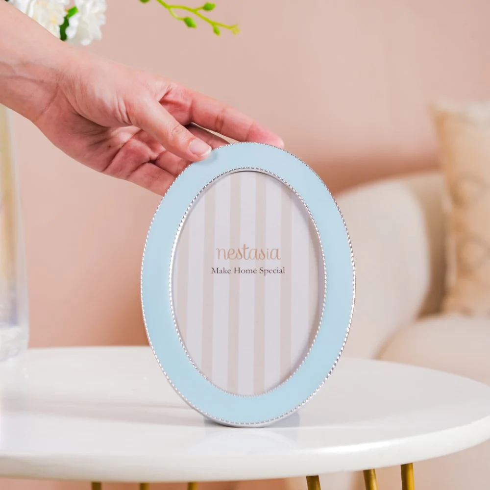 Powder Blue Oval Photo Frame 7"x5" - Image 2