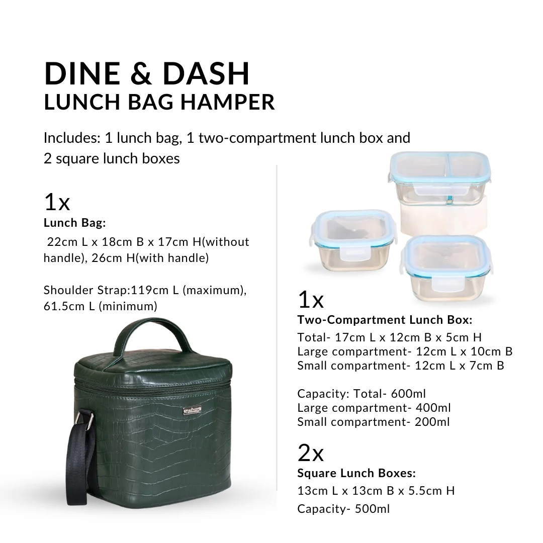 Premium Large Lunch Bag Lunch Box Set Dark Green - Image 4