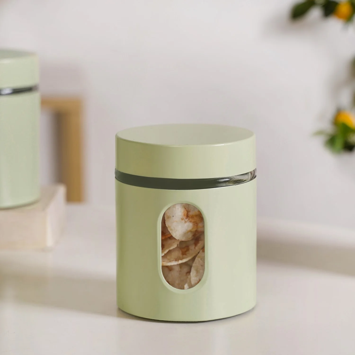 Premium Metal Coated Snacks Window Glass Jar Set Of 4 750ml - Image 9