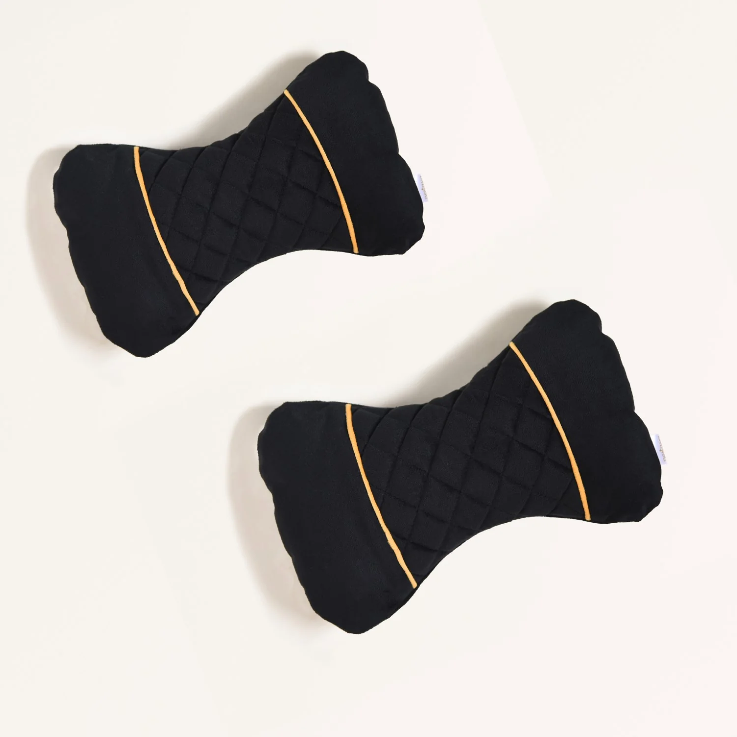 Premium Quilted Car Neck Rest Pillow Set Of 2 Black - Image 2