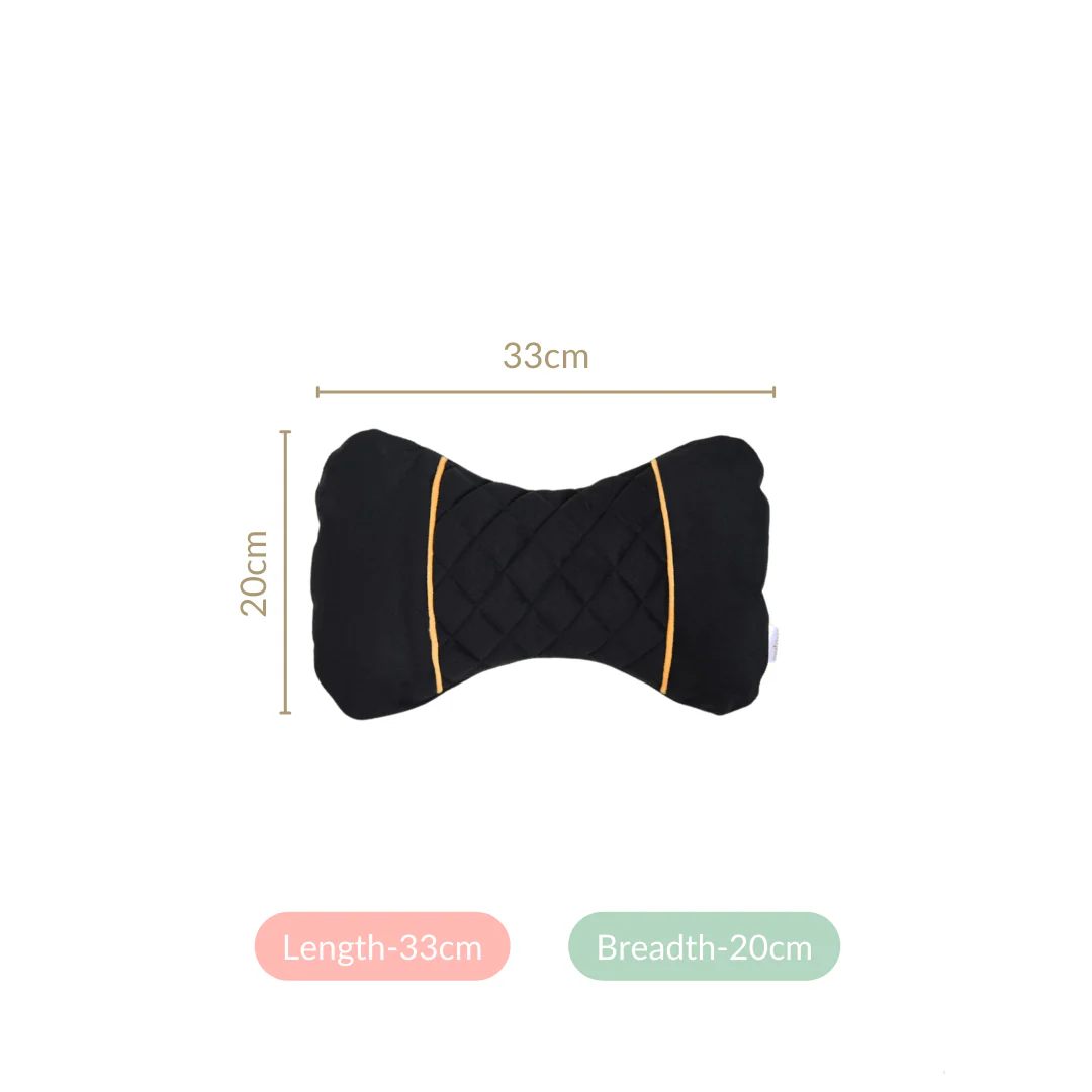 Premium Quilted Car Neck Rest Pillow Set Of 2 Black - Image 4
