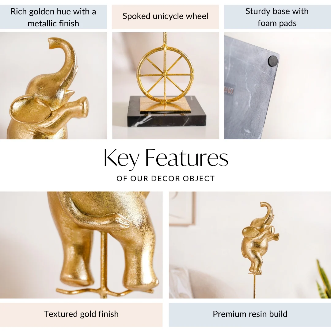 Premium Tabletop Unicycle Elephant Figurine - Image 5