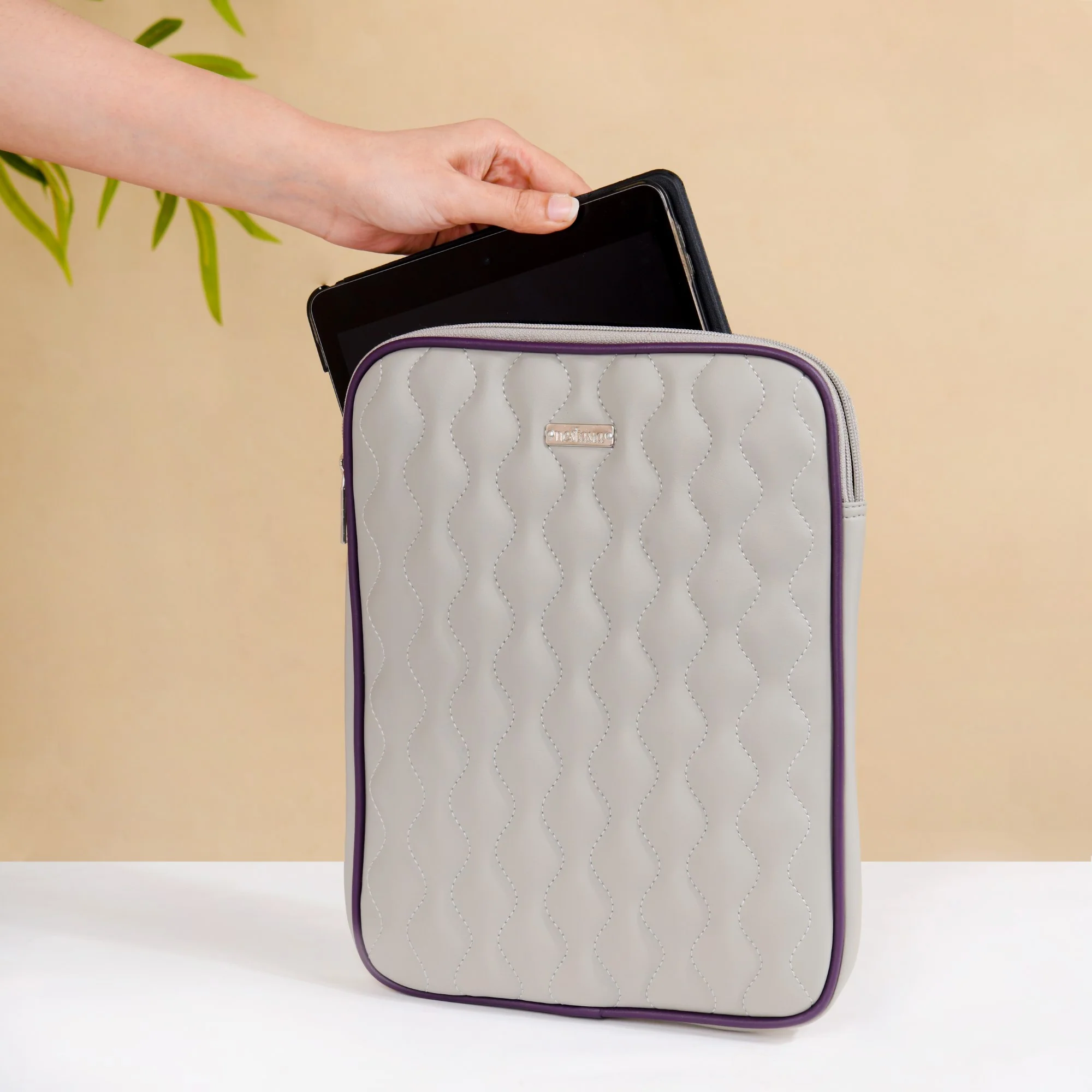 Premium Vegan Leather iPad Cover Grey - Image 3