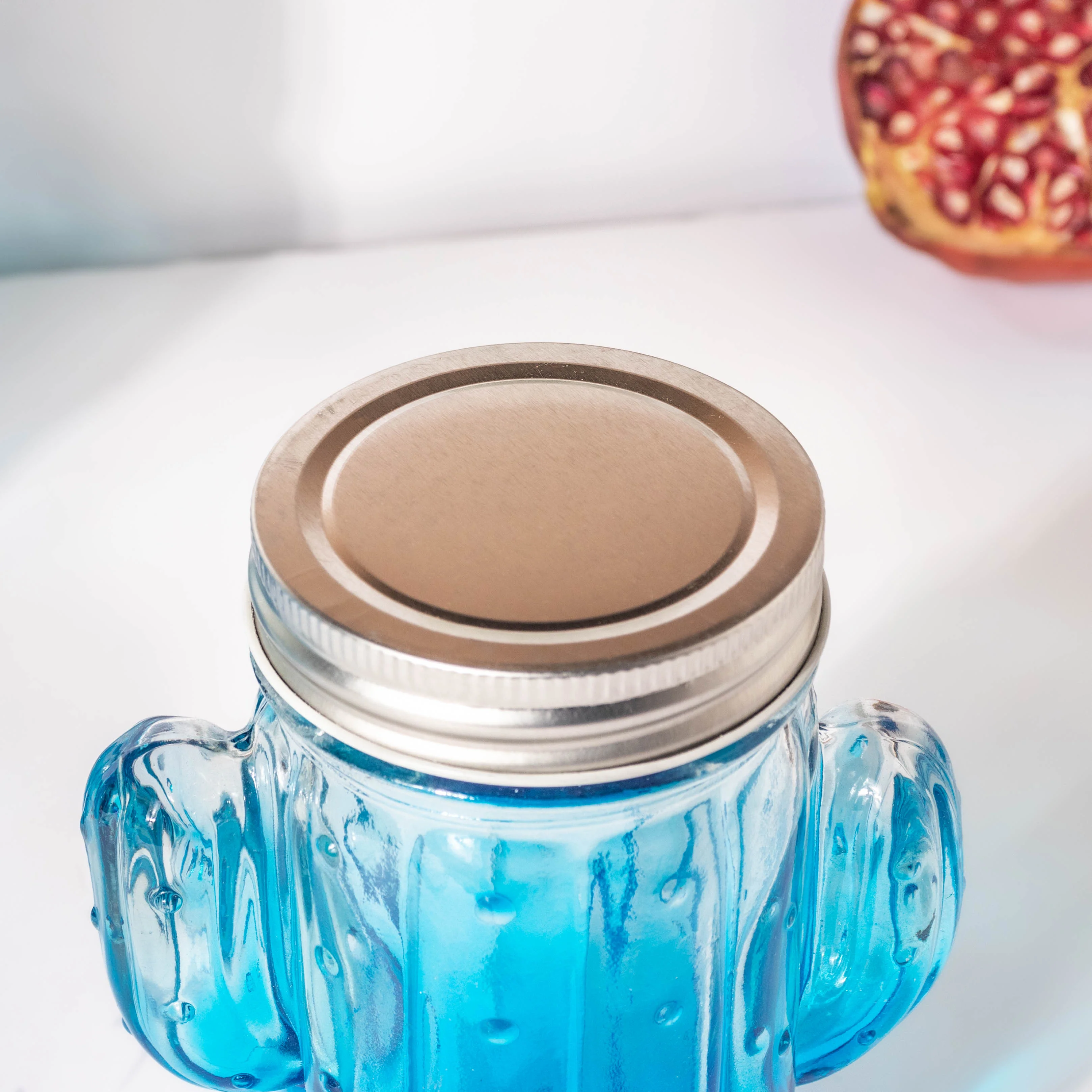 Prickly Cacti Glass Jar Blue with Lid Set of 4 - Image 7