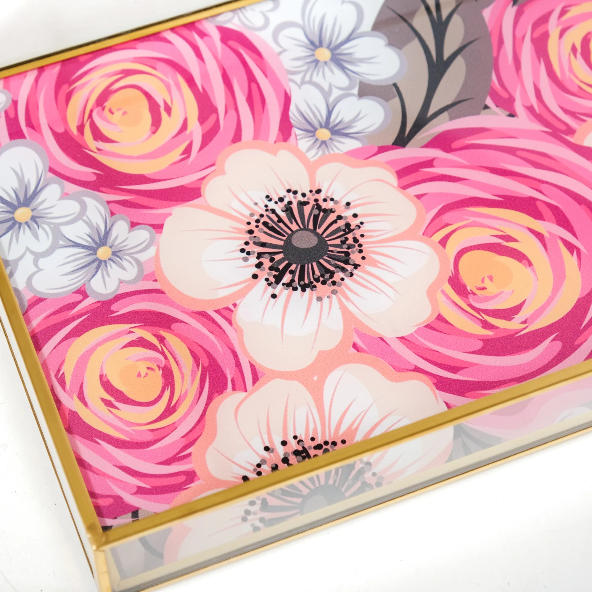 Printed Glass Decorative Trays With Gold Edge Set Of 2 - Image 10