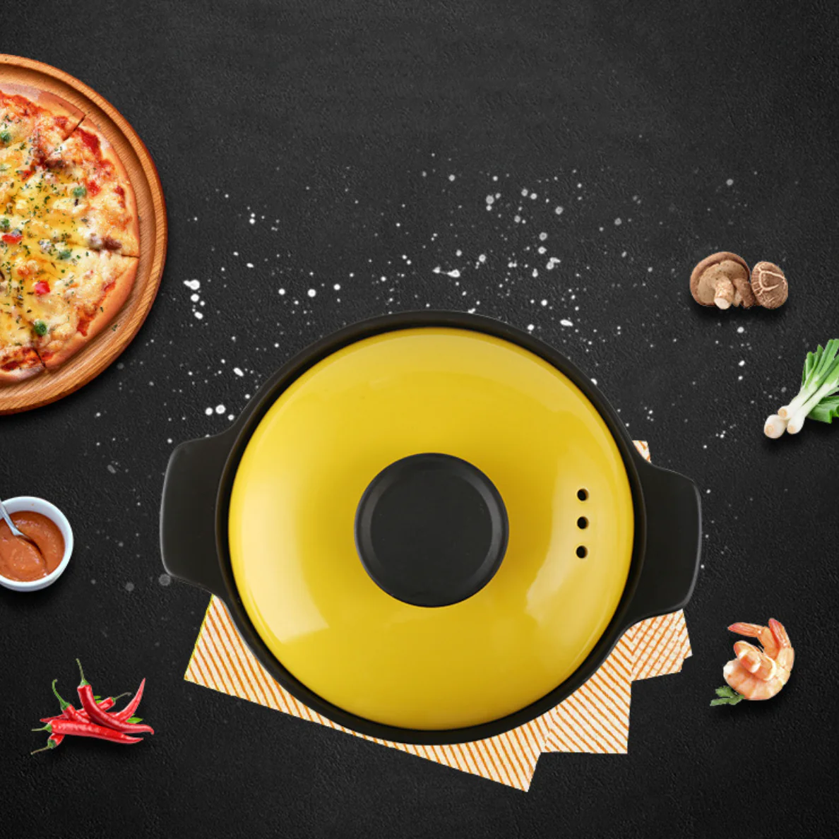 Printed Yellow Cooking Pot Small - Image 3