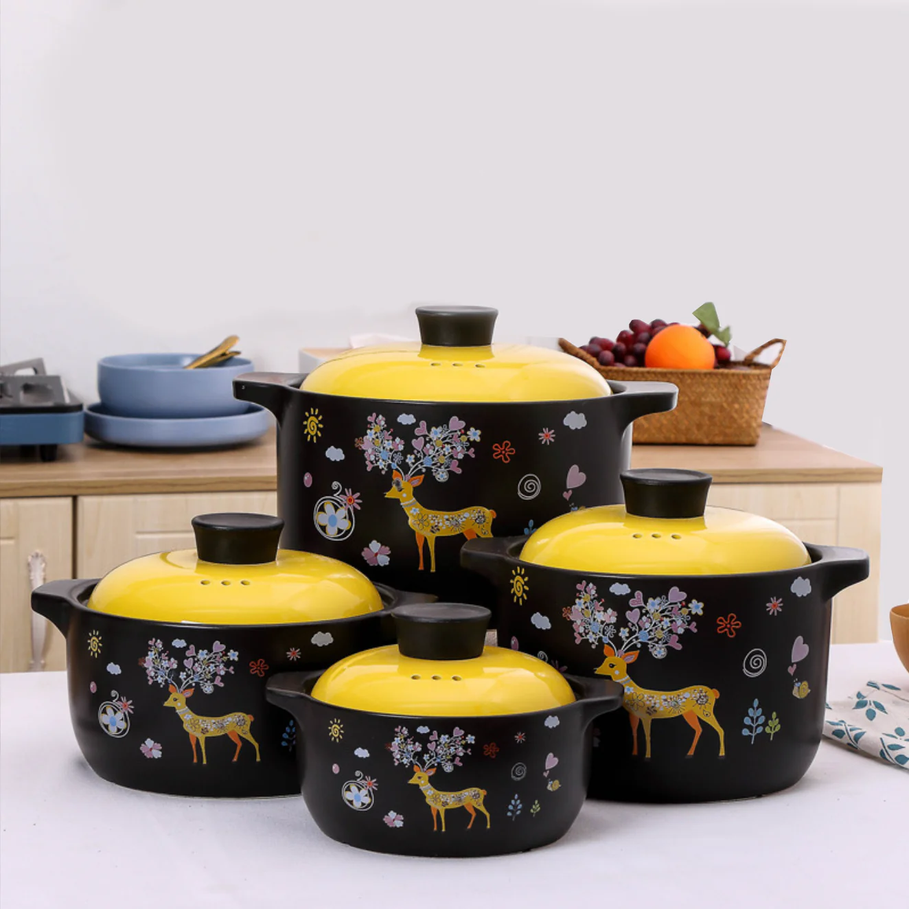 Printed Yellow Cooking Pot Small - Image 6