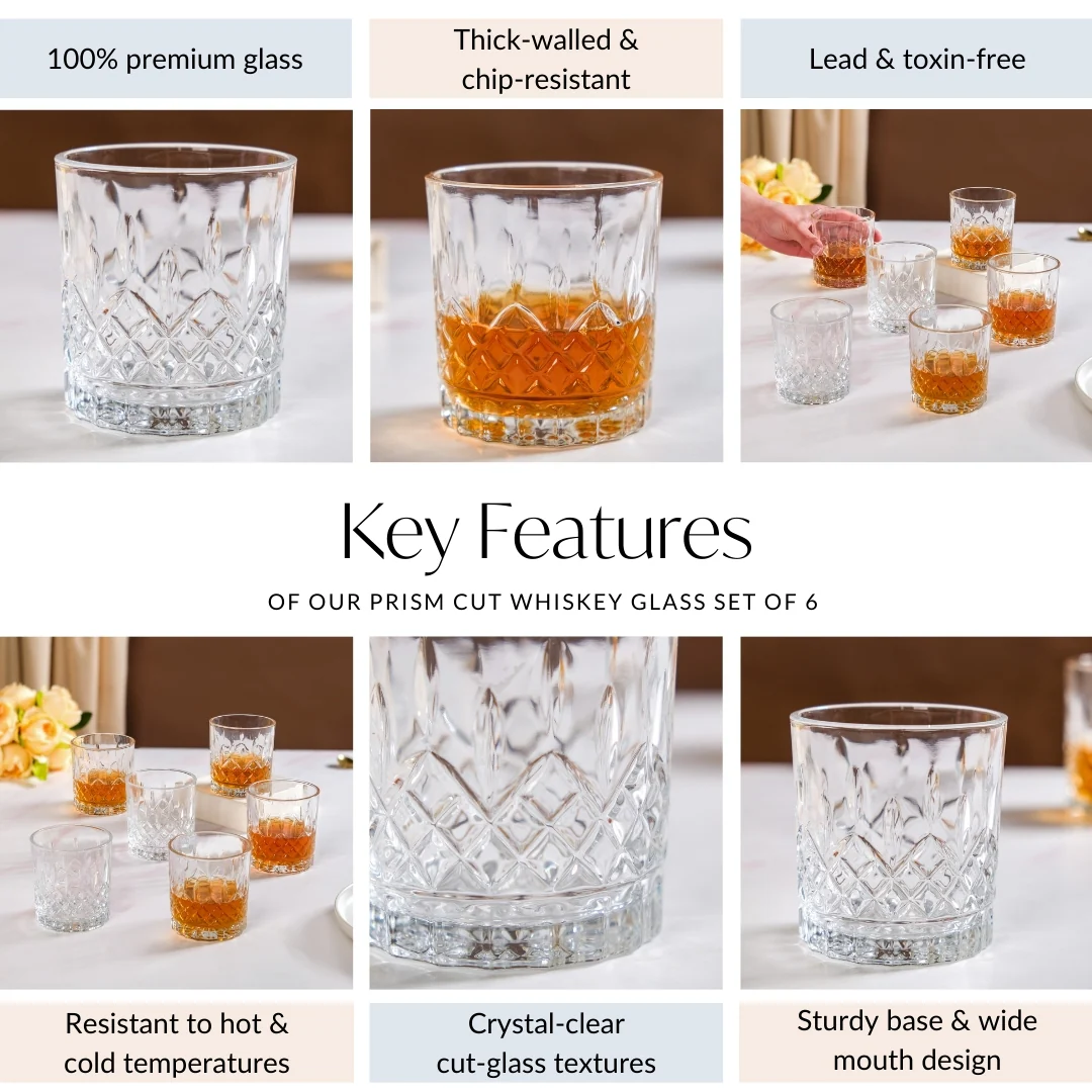 Prism Cut Whiskey Glass Set Of 6 230ml - Image 6
