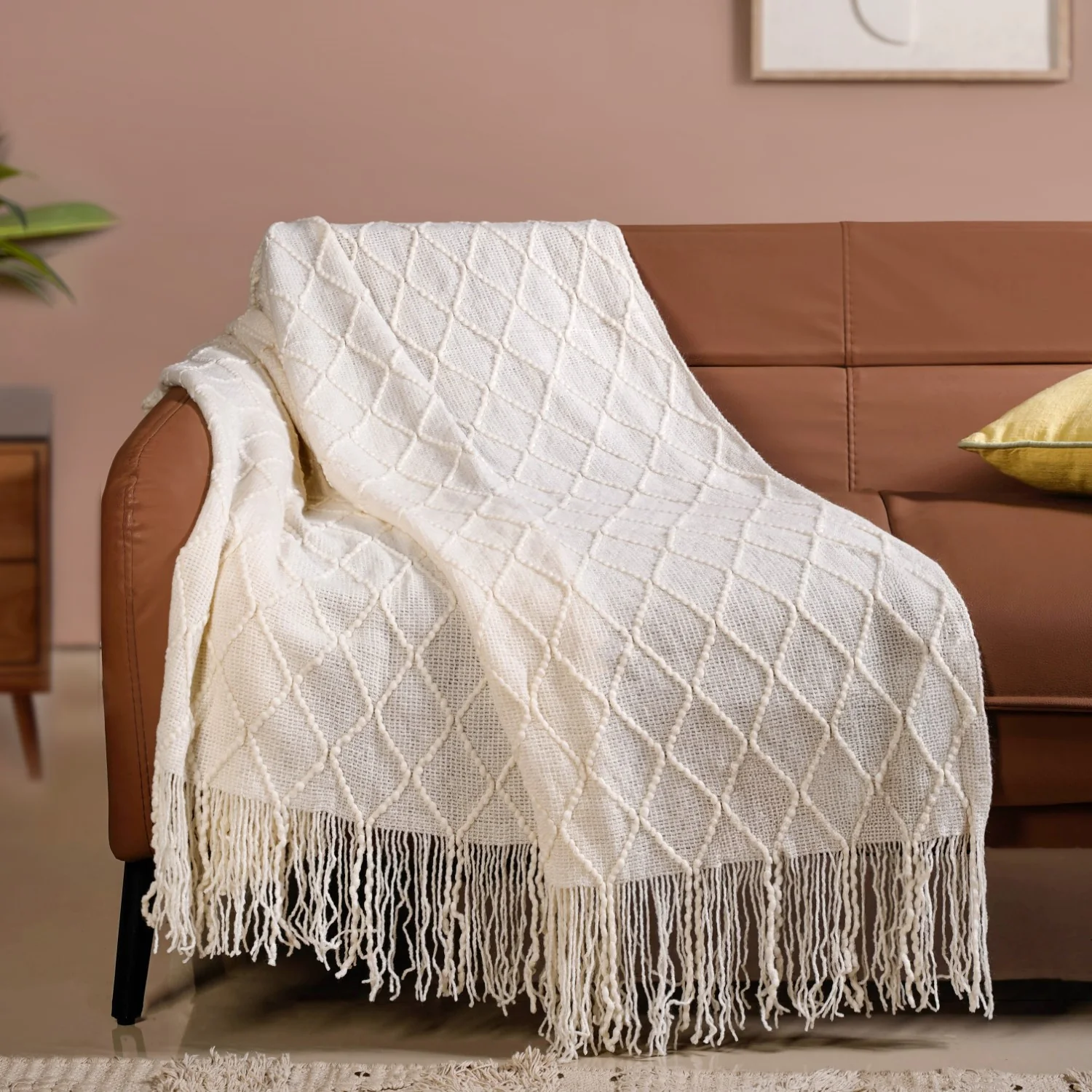 Pristine White Couch Throw