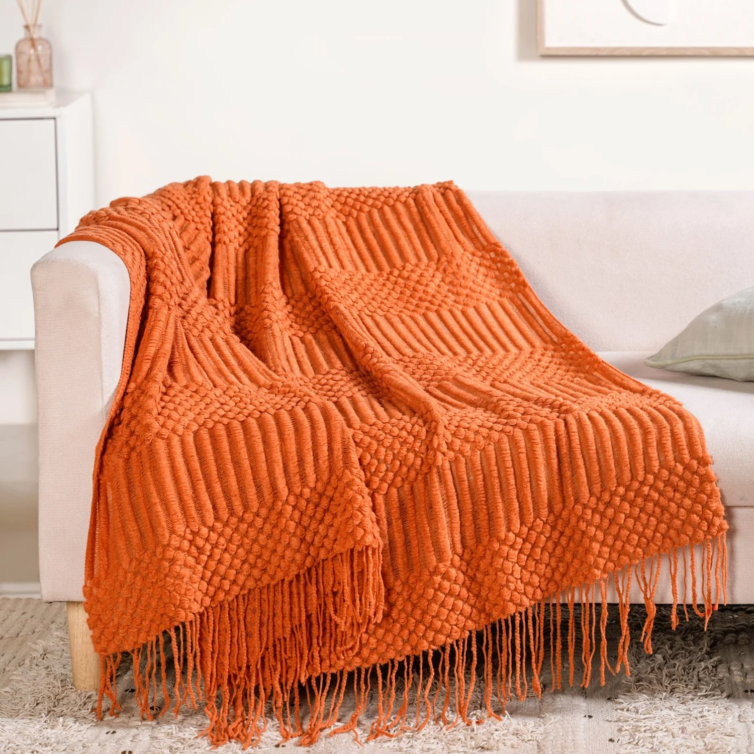 Pumpkin Spice Textured Throw Blanket