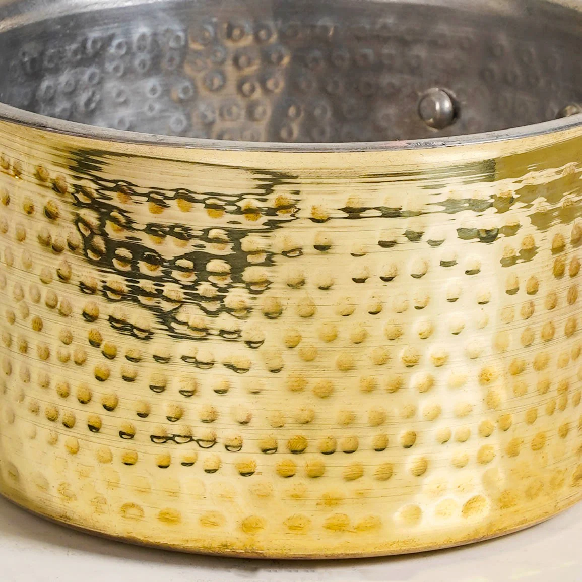 Pure Brass Hammered Saucepan 1200ml - Image 8