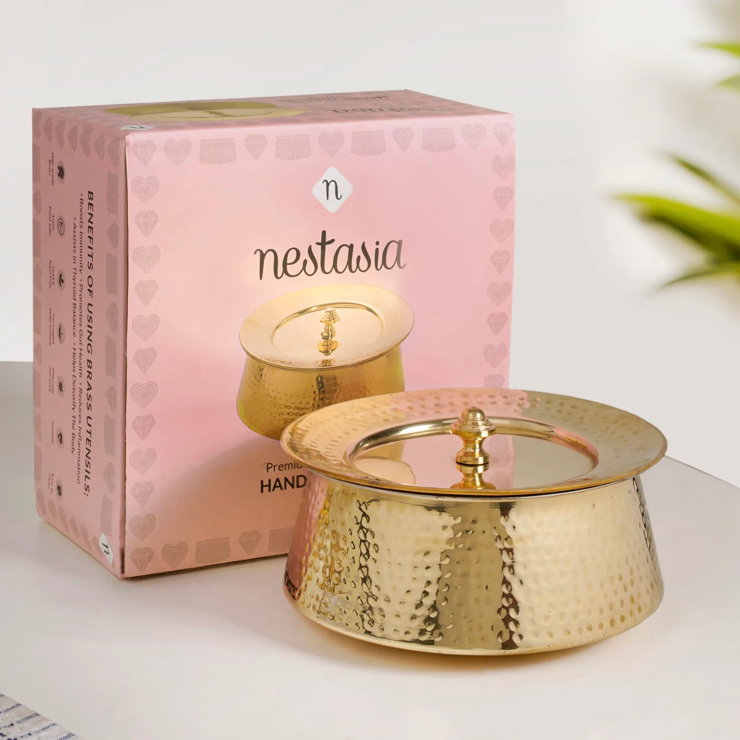 Pure Brass Handi Cooking Pot With Lid 3000ml - Image 2