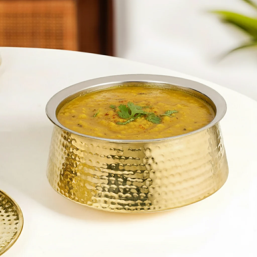 Pure Brass Handi Cooking Pot With Lid 3000ml - Image 9