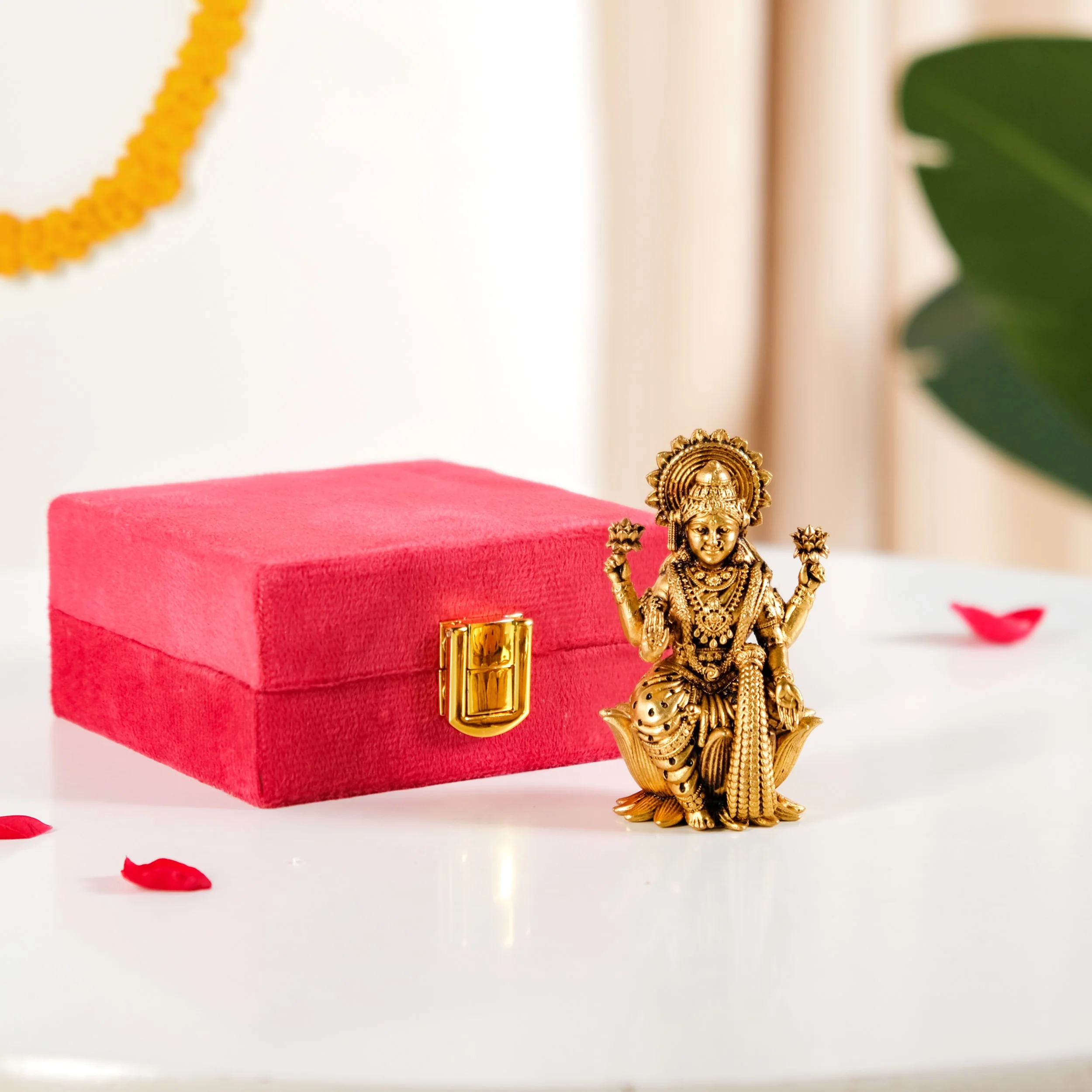Pure Brass Lakshmi Idol 8cm - Image 3