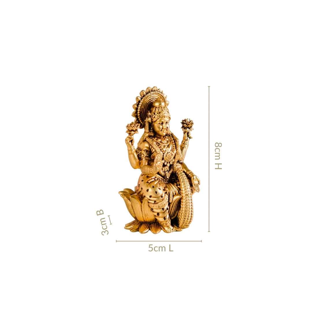 Pure Brass Lakshmi Idol 8cm - Image 4