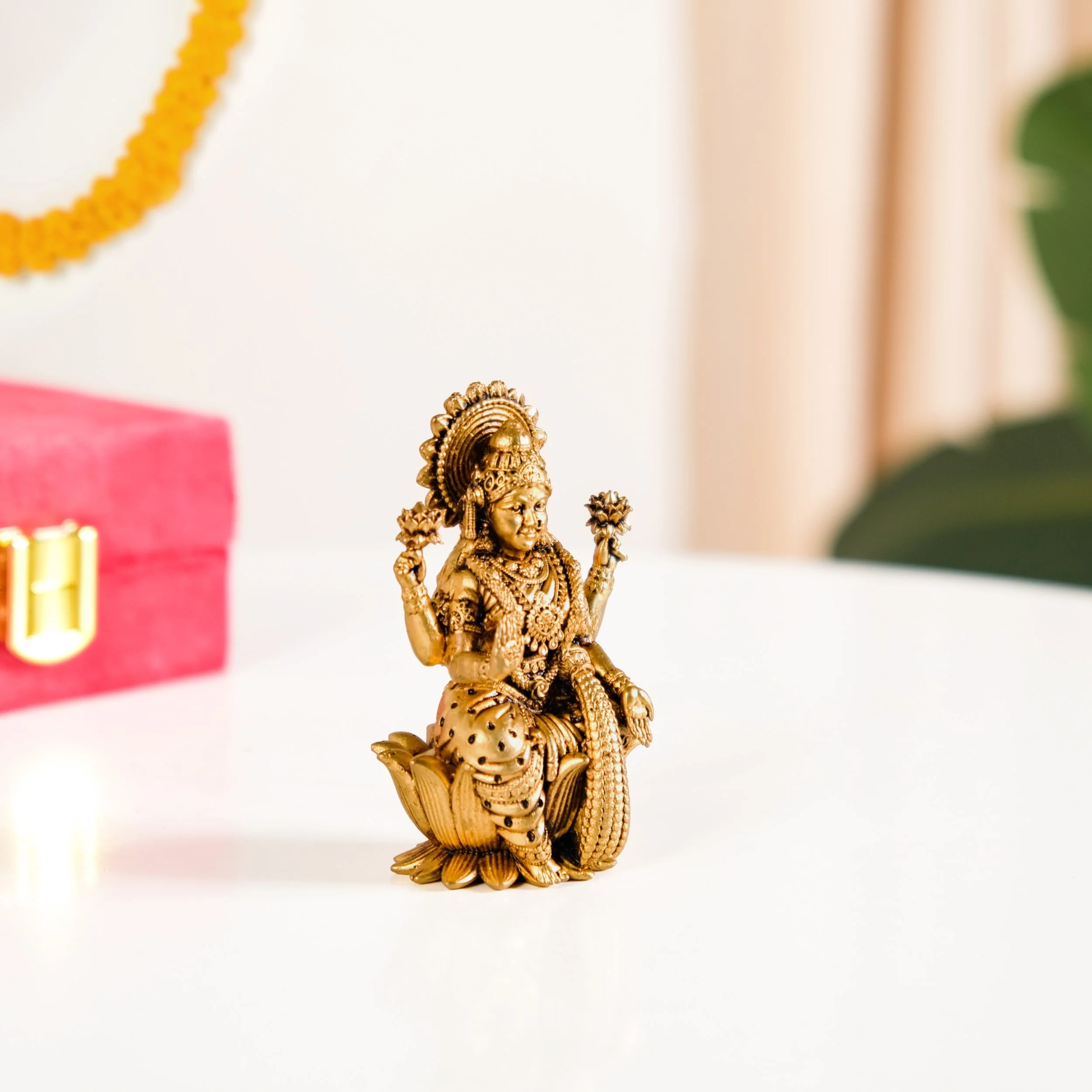Pure Brass Lakshmi Idol 8cm - Image 6
