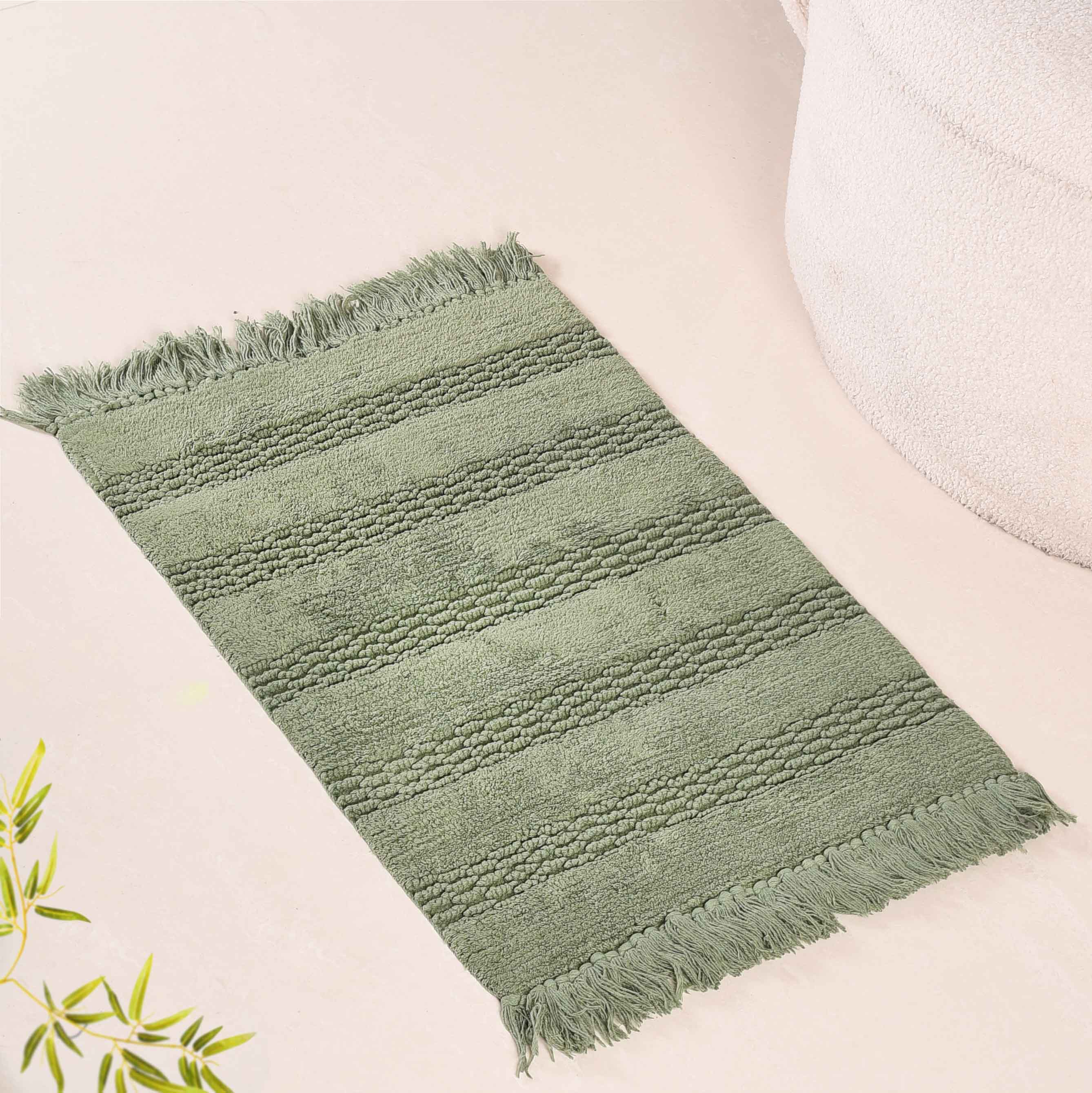 Pure Cotton Handwoven Twilled Soft Floor Mat Set Of 2 31x17 Inch - Image 2