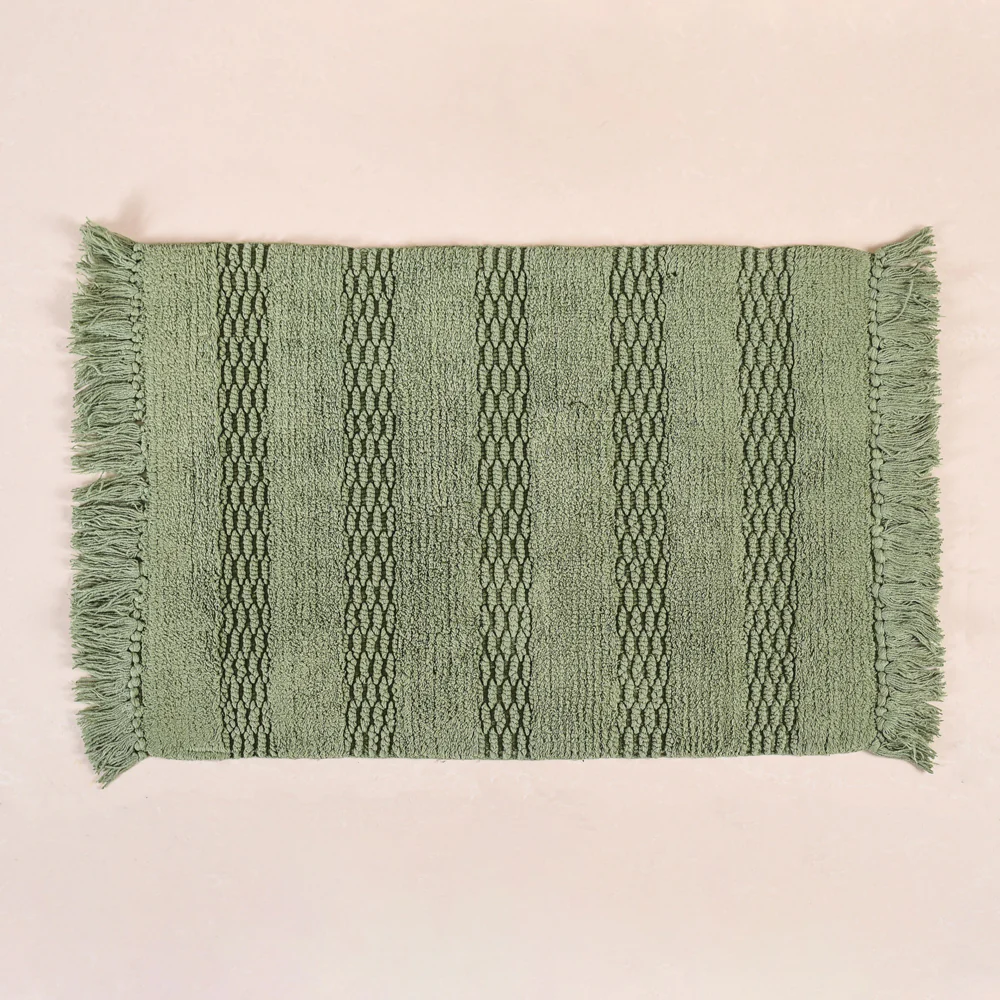 Pure Cotton Handwoven Twilled Soft Floor Mat Set Of 2 31x17 Inch - Image 3