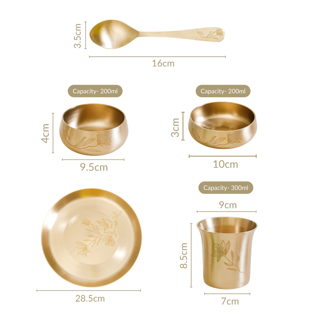 Pure Kansa Single Person Dinner Set Of 5 With Gift Box - Image 4