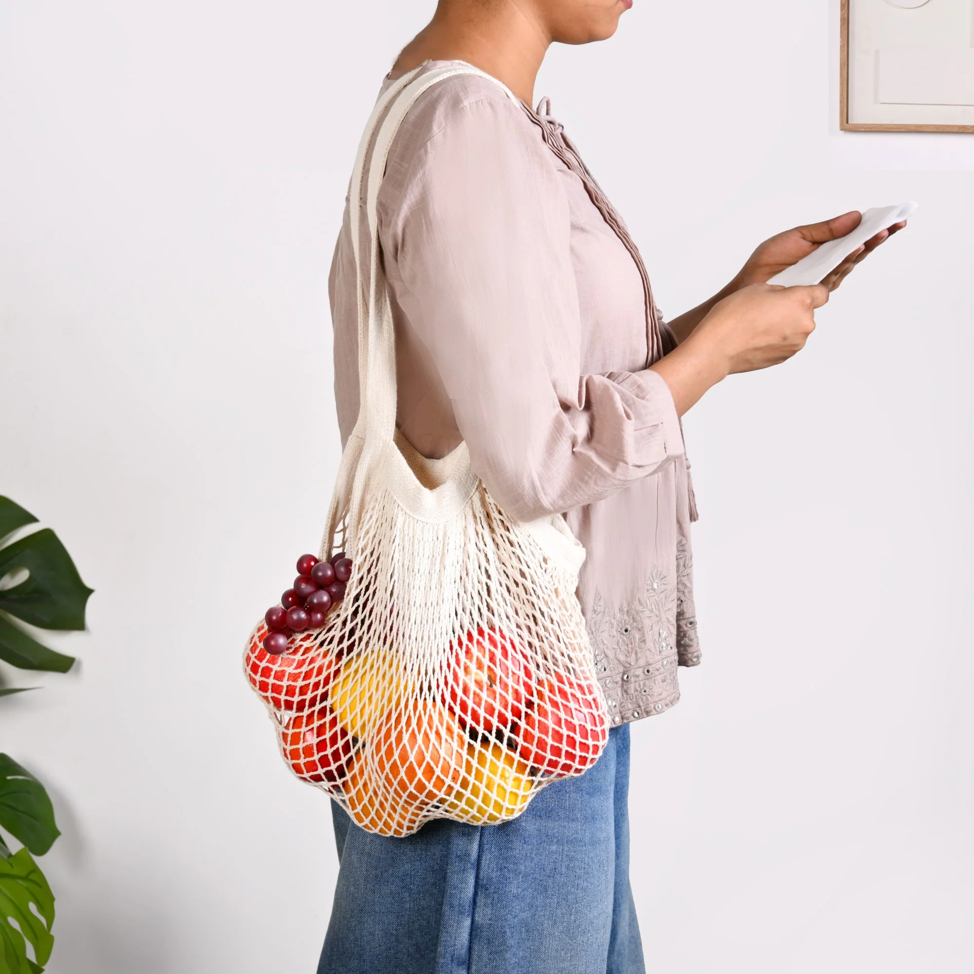 Pure Mesh Eco-Friendly Cotton Bag Set Of 3 - Image 2