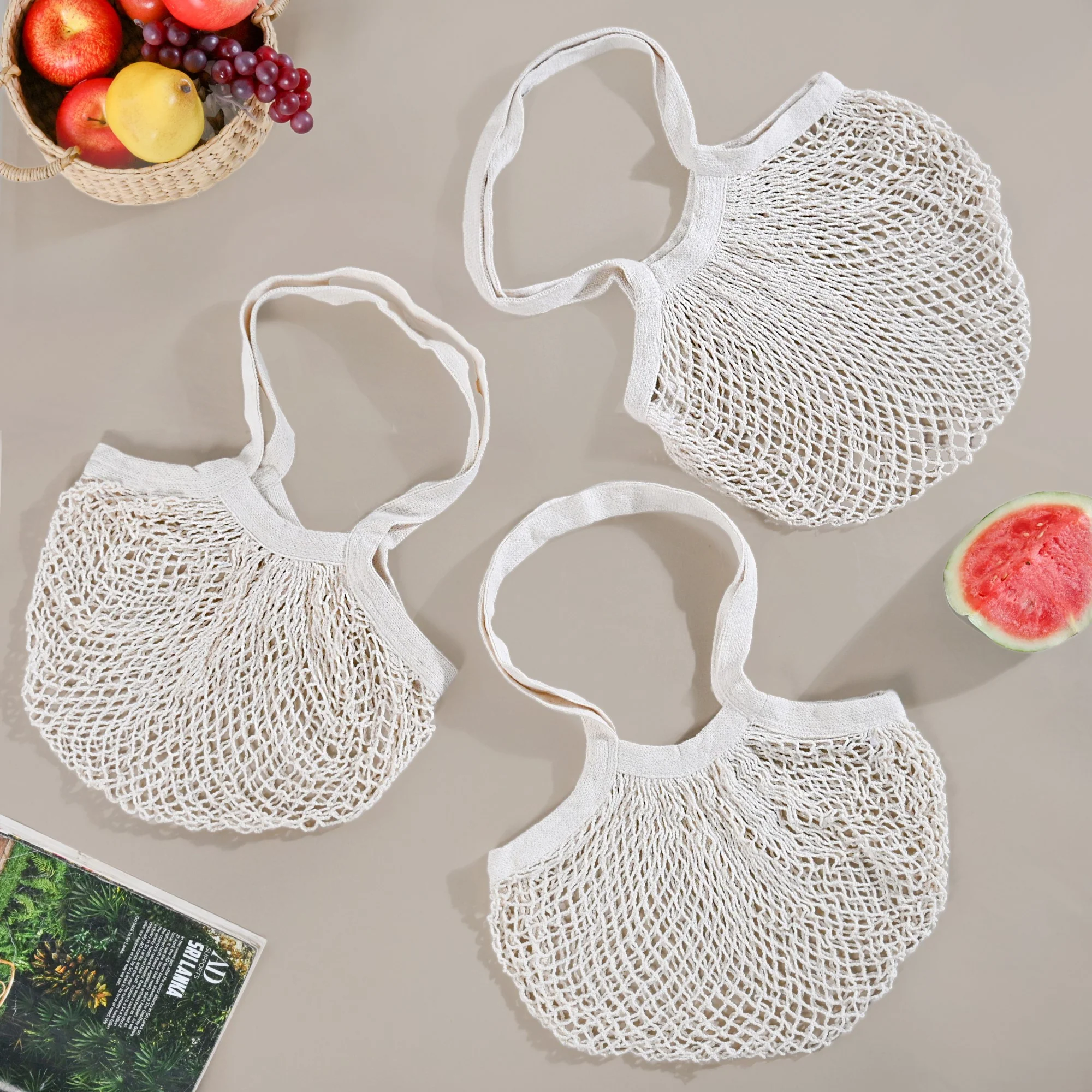 Pure Mesh Eco-Friendly Cotton Bag Set Of 3 - Image 6