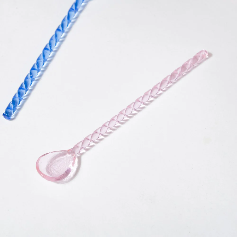 Purple Blue Glass Stirrer Spoon Set Of Two 6.5 Inch - Image 7