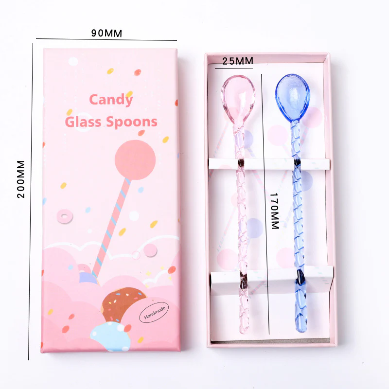 Purple Blue Glass Stirrer Spoon Set Of Two 6.5 Inch - Image 8