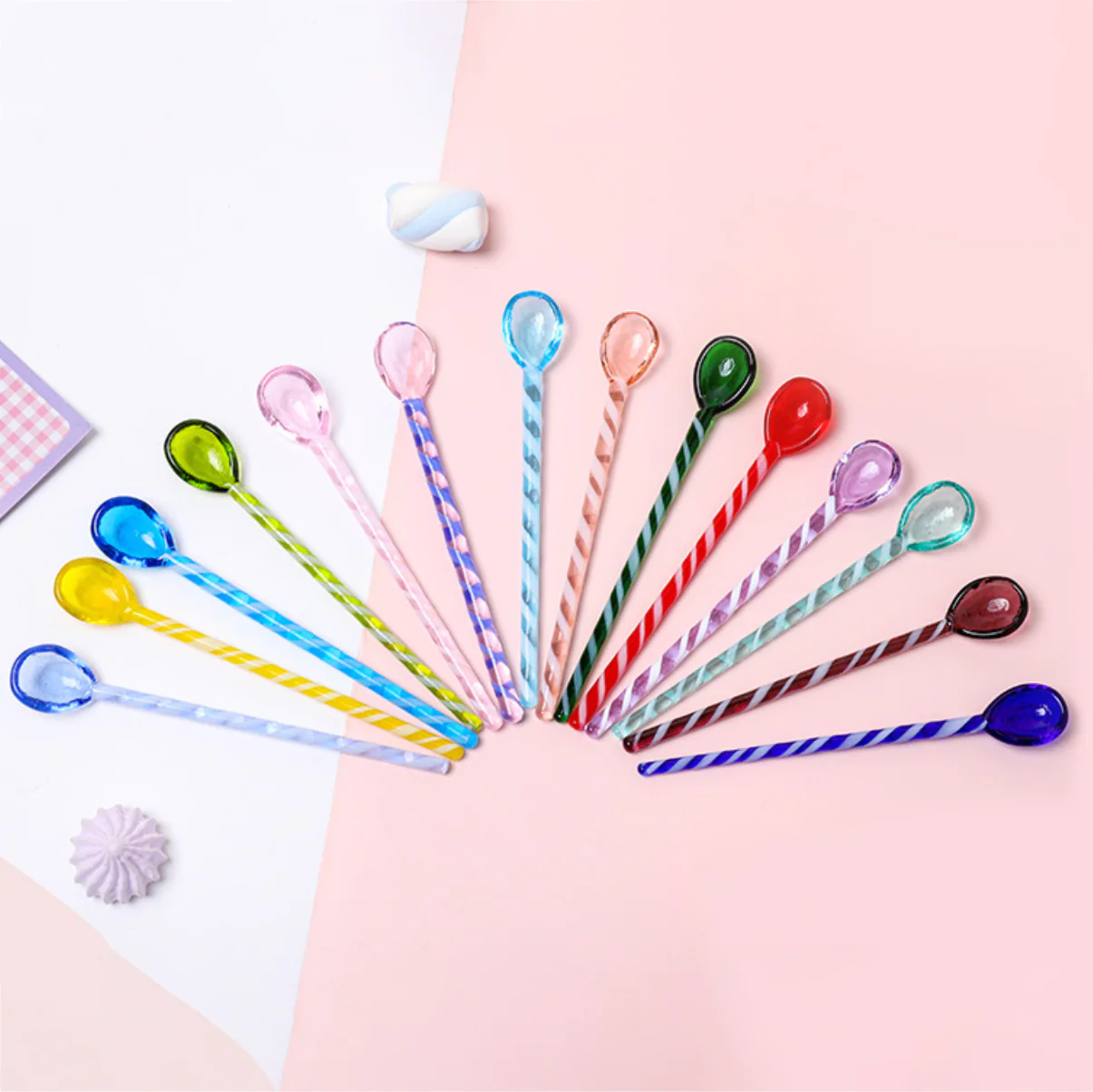 Purple Blue Glass Stirrer Spoon Set Of Two 6.5 Inch - Image 9